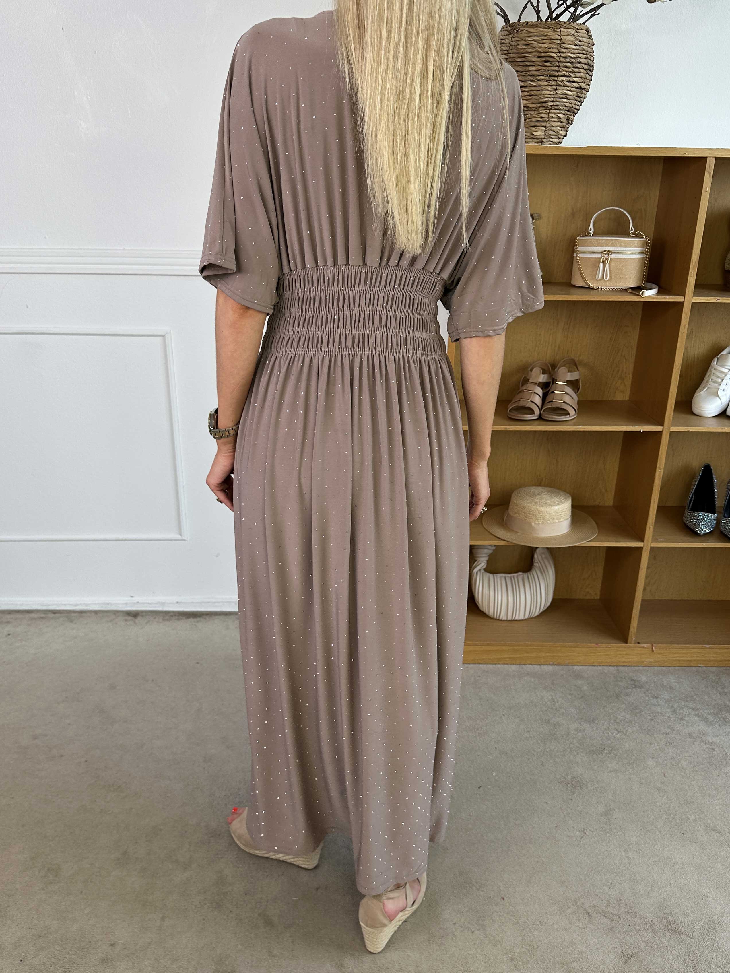 Pams Crystal - Lång plus size stretchklänning med strass